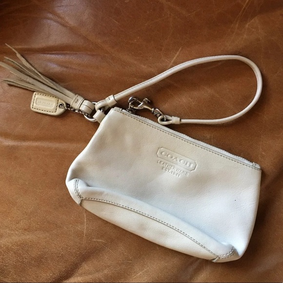 Coach Handbags - Vintage White Leather Coach Wristlet